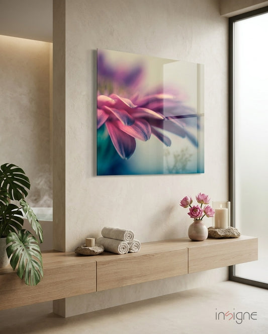 Flower Glass Wall Art - Lifestyle preview in a designer interior