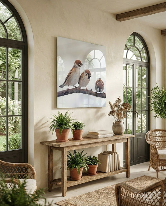 Birds Glass Wall Art - Lifestyle preview in a designer interior