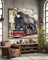 Train Glass Wall Art - Lifestyle preview in a designer interior