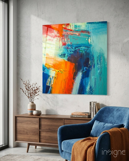 Abstract Glass Wall Art - Lifestyle preview in a designer interior