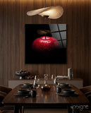 Red Apple Glass Wall Art - Lifestyle preview in a designer interior