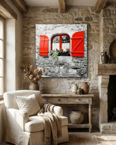 Red Window Glass Wall Art - Lifestyle preview in a designer interior