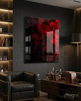 Red Smoke Glass Wall Art - Lifestyle preview in a designer interior