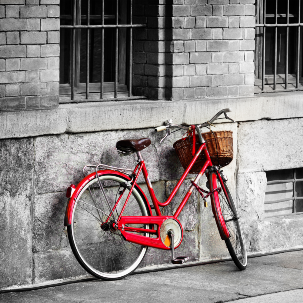 Red Bicycle Glass Wall Art