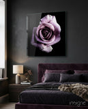 Purple Rose Glass Wall Art - Lifestyle preview in a designer interior