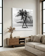 Palm Trees Glass Wall Art - Lifestyle preview in a designer interior