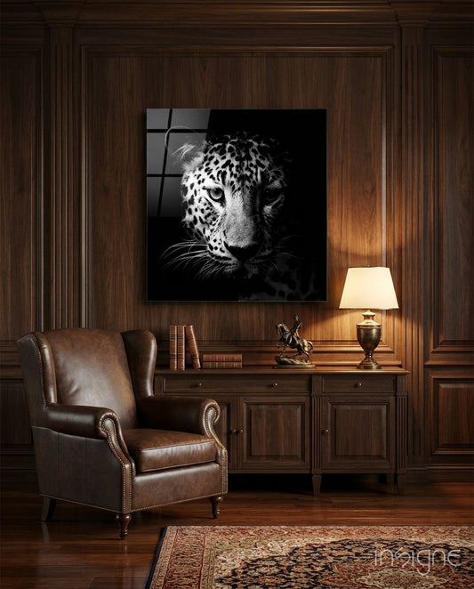 Leopard Glass Wall Art - Lifestyle preview in a designer interior