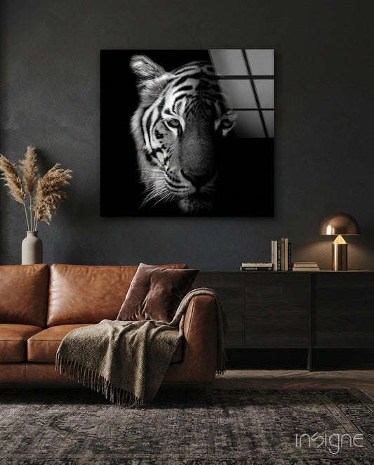 Tiger Glass Wall Art - Lifestyle preview in a designer interior