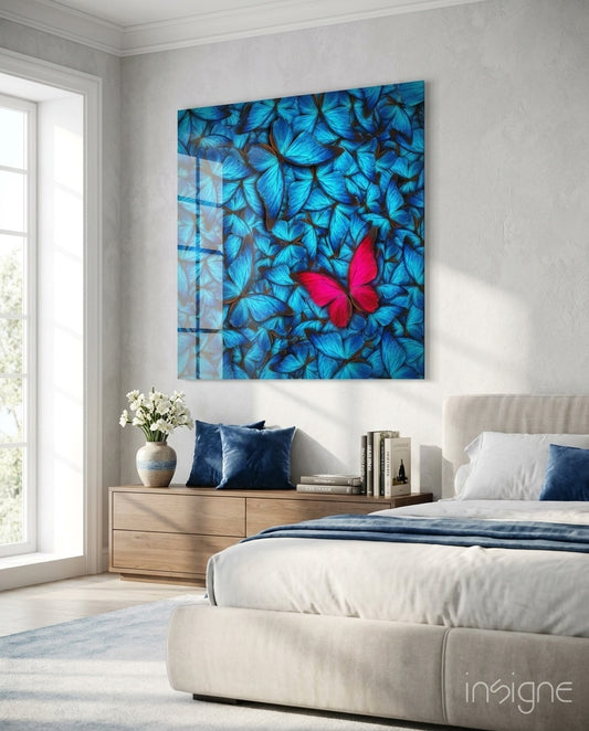 Butterfly Glass Wall Art - Lifestyle preview in a designer interior