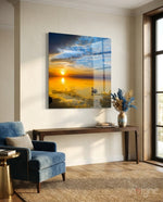 Sunset Glass Wall Art - Lifestyle preview in a designer interior