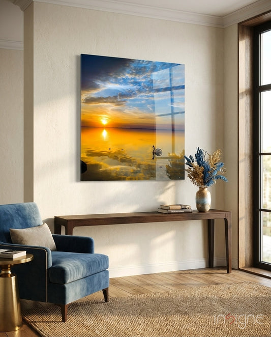 Sunset Glass Wall Art - Lifestyle preview in a designer interior