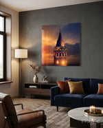 Galata Tower Glass Wall Art - Lifestyle preview in a designer interior