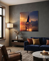Galata Tower Glass Wall Art - Lifestyle preview in a designer interior