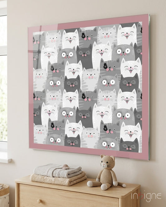 Cats Glass Wall Art - Lifestyle preview in a designer interior