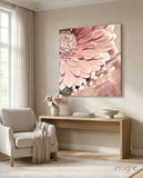 Pink Flower Glass Wall Art - Lifestyle preview in a designer interior