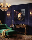 Prom Mask Glass Wall Art - Lifestyle preview in a designer interior