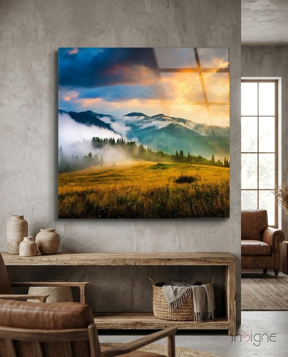 Valley Glass Wall Art - Lifestyle preview in a designer interior