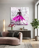 Woman (Pink) Glass Wall Art - Lifestyle preview in a designer interior