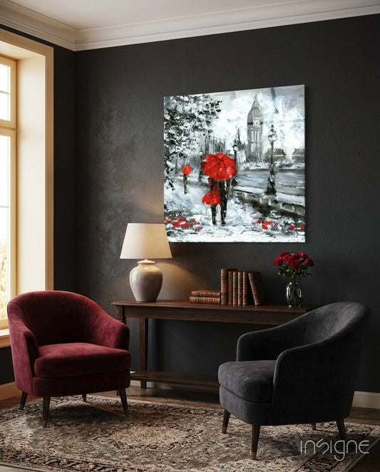 London Glass Wall Art - Lifestyle preview in a designer interior