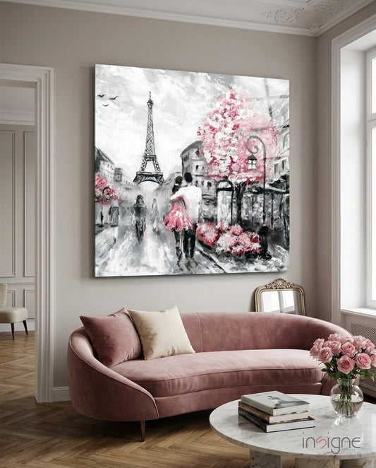 Paris Glass Wall Art - Lifestyle preview in a designer interior