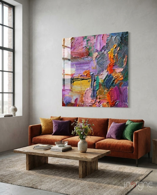 Abstract Art Glass Wall Art - Lifestyle preview in a designer interior