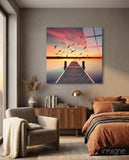 Red Dock Glass Wall Art - Lifestyle preview in a designer interior