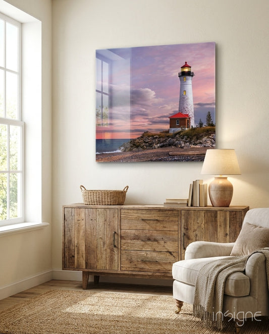 Lighthouse Glass Wall Art - Lifestyle preview in a designer interior