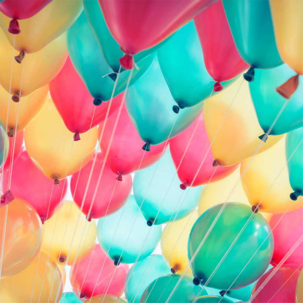 Balloons Glass Wall Art