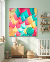 Balloons Glass Wall Art - Lifestyle preview in a designer interior