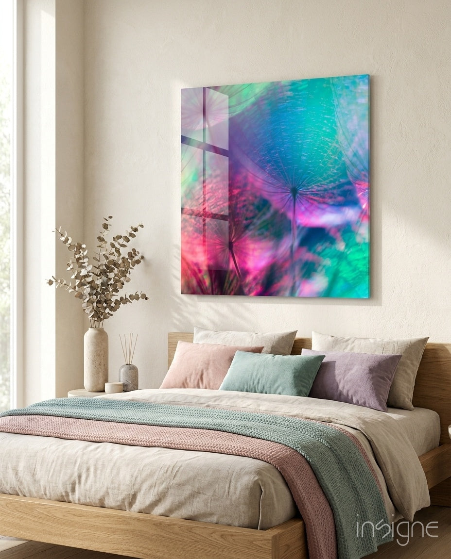 Dandelion Glass Wall Art - Lifestyle preview in a designer interior