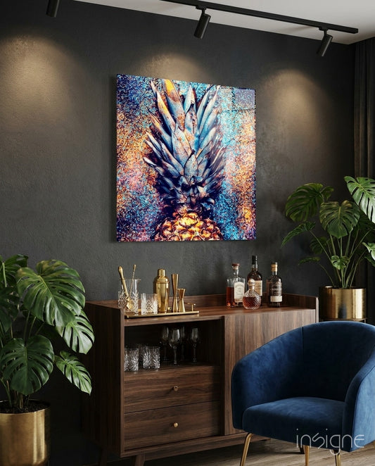 Pineapple Glass Wall Art - Lifestyle preview in a designer interior