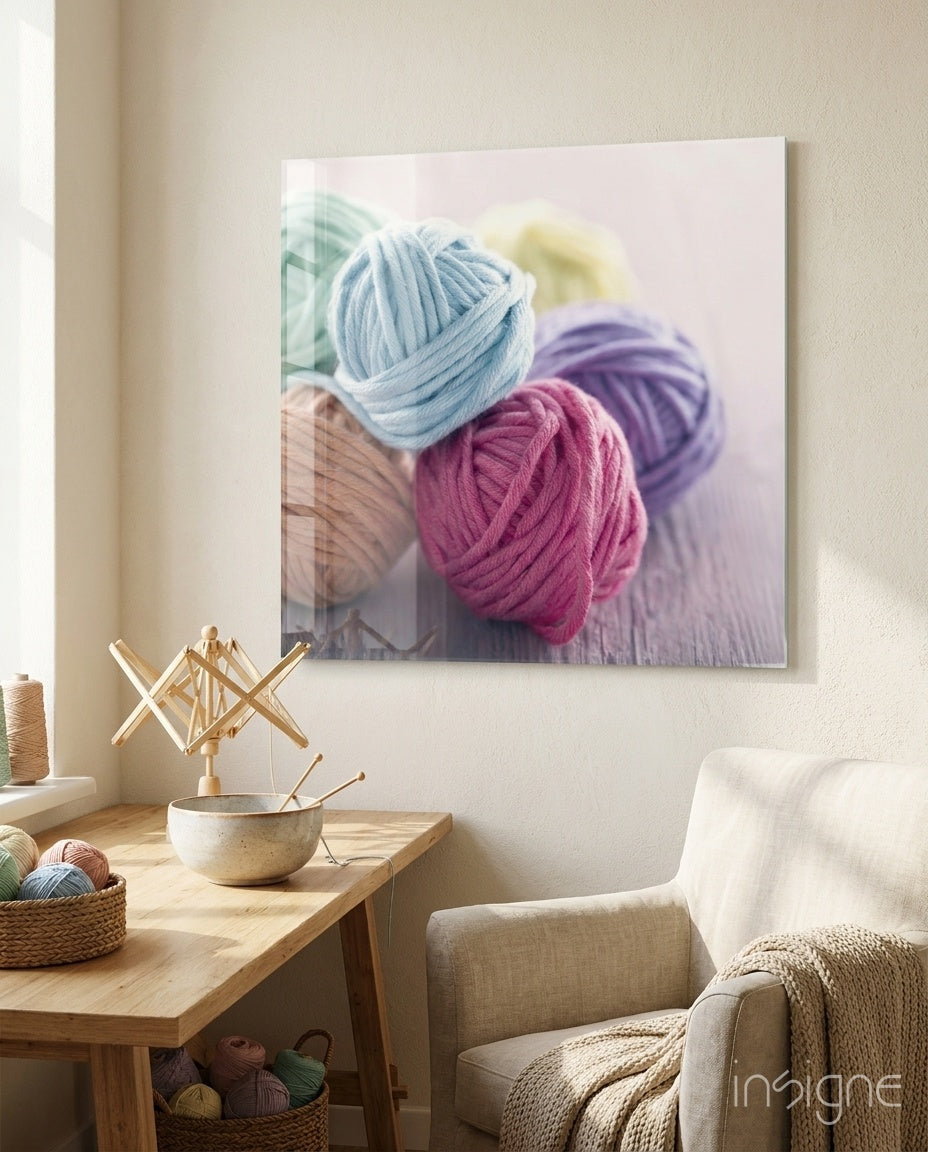 Colored Balls Glass Wall Art - Lifestyle preview in a designer interior