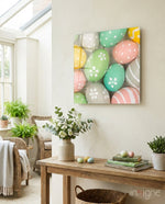 Eggs Glass Wall Art - Lifestyle preview in a designer interior