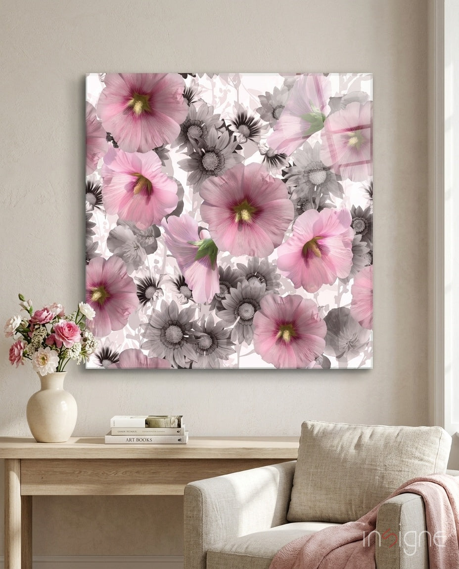 Flower Glass Wall Art - Lifestyle preview in a designer interior