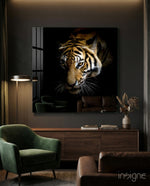 Tiger Glass Wall Art - Lifestyle preview in a designer interior
