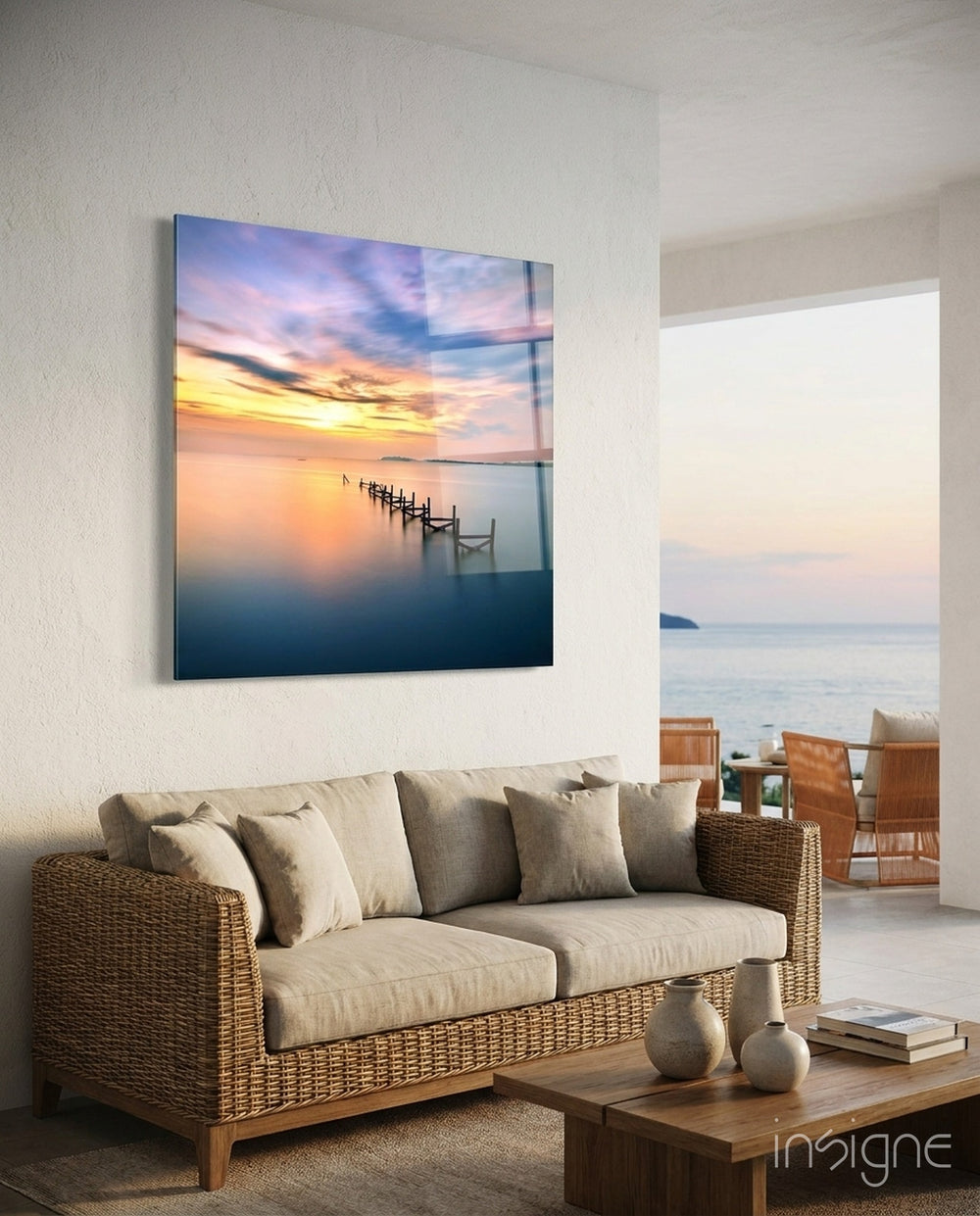 Sunset Glass Wall Art - Lifestyle preview in a designer interior