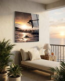 Dolphin Glass Wall Art - Lifestyle preview in a designer interior