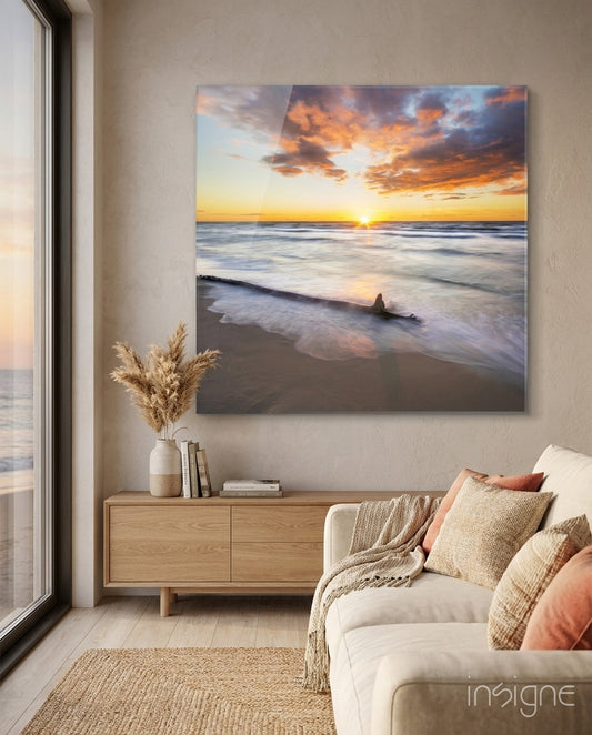 Sunset Glass Wall Art - Lifestyle preview in a designer interior