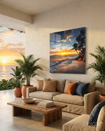 Palm Trees Glass Wall Art - Lifestyle preview in a designer interior