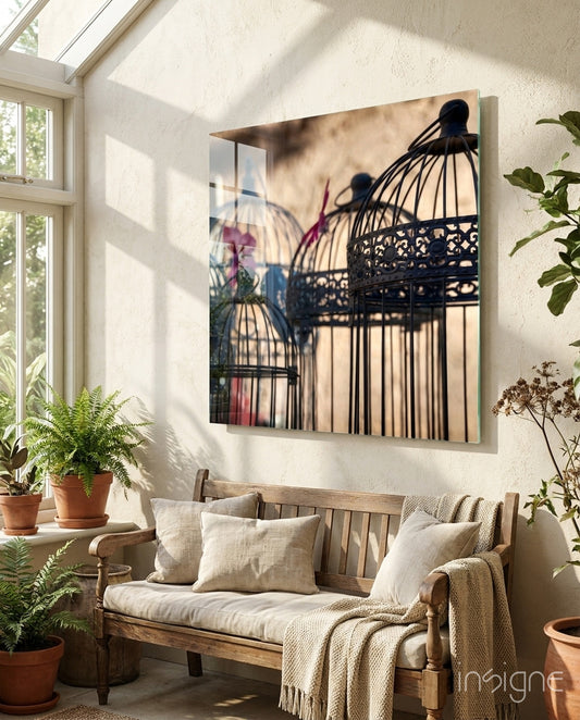Bird Cage Glass Wall Art - Lifestyle preview in a designer interior