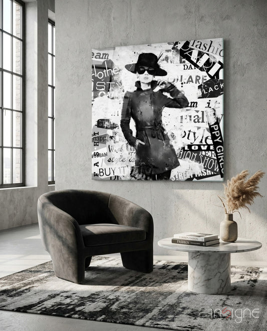 Fashion Glass Wall Art - Lifestyle preview in a designer interior