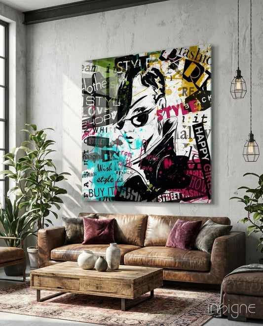 Fashion Glass Wall Art - Lifestyle preview in a designer interior