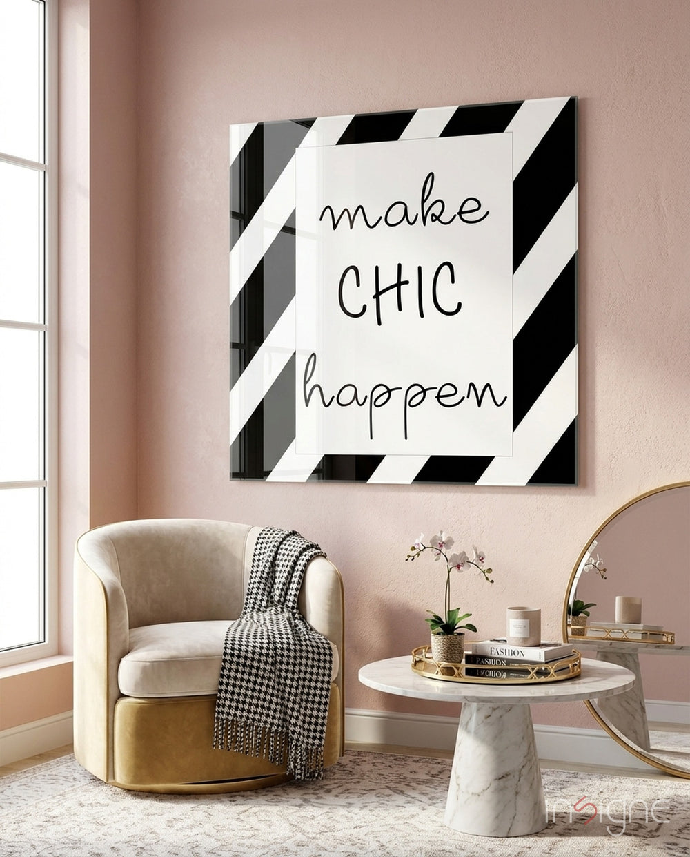 Chic Glass Wall Art - Lifestyle preview in a designer interior