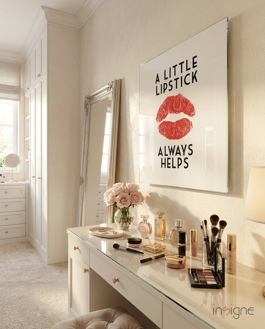 Lipstick Glass Wall Art - Lifestyle preview in a designer interior
