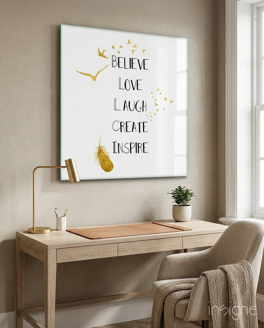 To Believe Glass Wall Art - Lifestyle preview in a designer interior