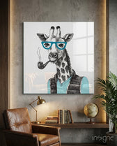 Mr. Giraffe Glass Wall Art - Lifestyle preview in a designer interior