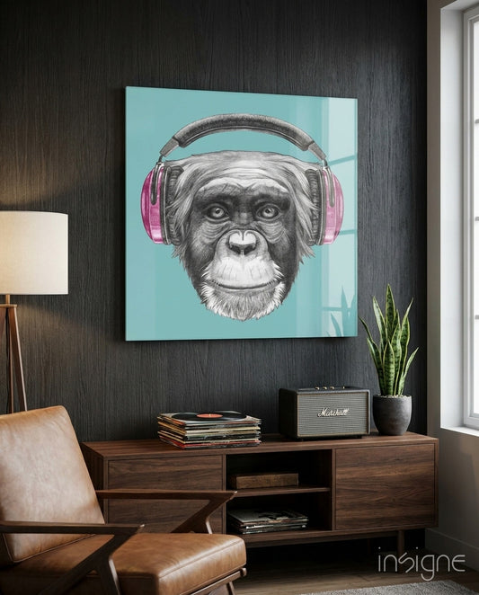 Monkey Glass Wall Art - Lifestyle preview in a designer interior