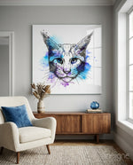 Cat Glass Wall Art - Lifestyle preview in a designer interior