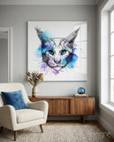 Cat Glass Wall Art - Lifestyle preview in a designer interior