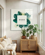 Good Feelings Glass Wall Art - Lifestyle preview in a designer interior